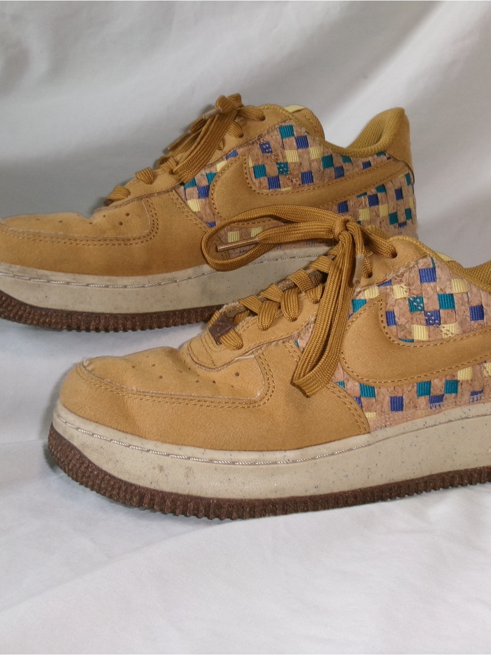 Nike Men’s Mustard Suede Sneakers with Blue Accent Weave